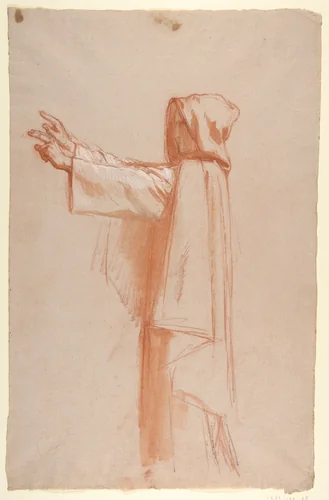 Monk (lower register; study for wall paintings in the Chapel of Saint Remi, Sainte-Clotilde, Paris, 1858) by Isidore Pils, drawing, 1830-1875
