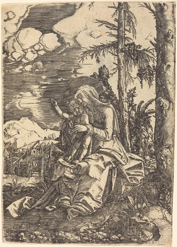 The Virgin with the Blessing Child in a Landscape by Albrecht Altdorfer, print, 1515