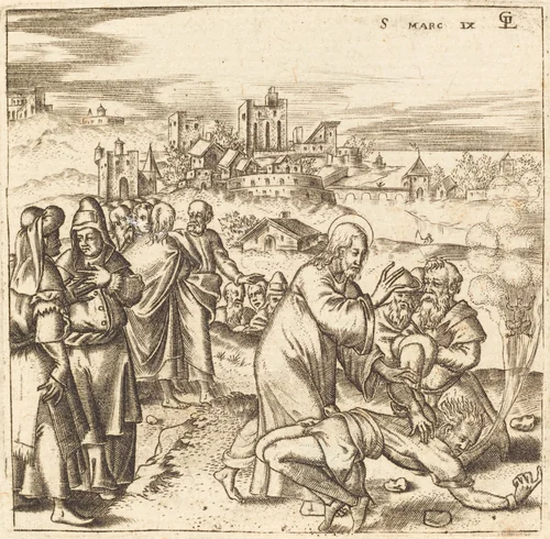 Christ Heals the Epileptic Boy by Léonard Gaultier, print, 1576-1580