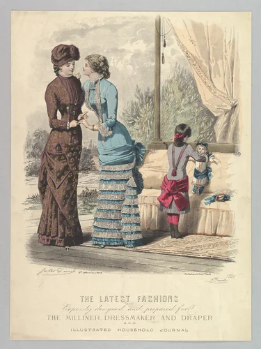 The Latest Fashions Expressly Designed and Prepared for the Milliner, Dressmaker and Draper and Illustrated Household Journal, from Le Moniteur de la Mode by Jules David, print, 1880-1882