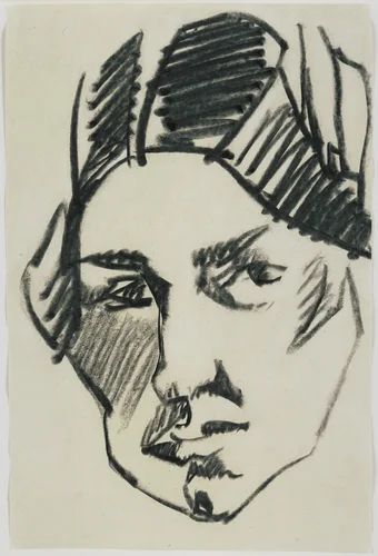 Portrait of Wyndham Lewis by Henri Gaudier-Brzeska, drawing, 1913