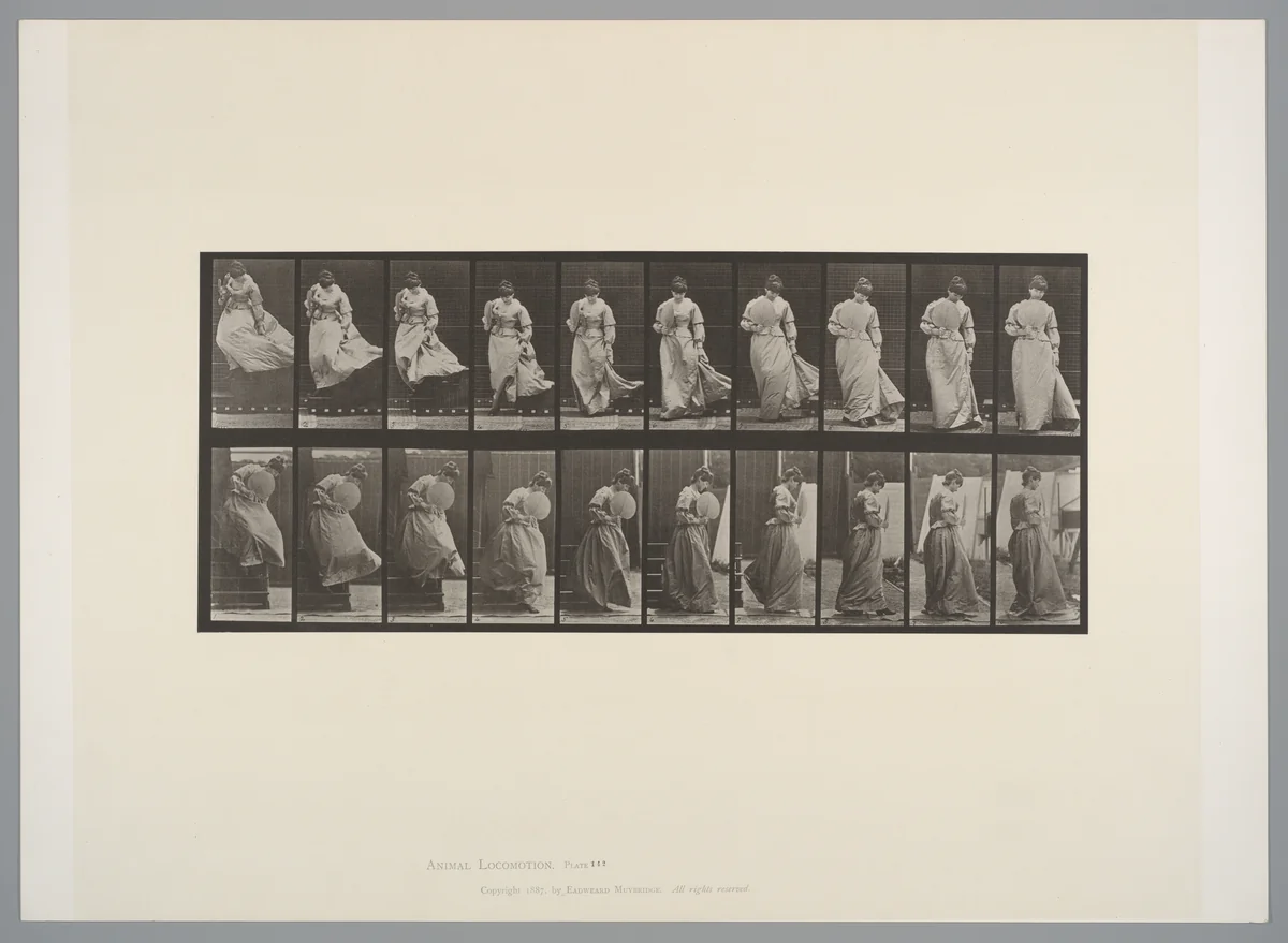 [Woman with a Fan] by Eadweard Muybridge, photograph, 1883-1886