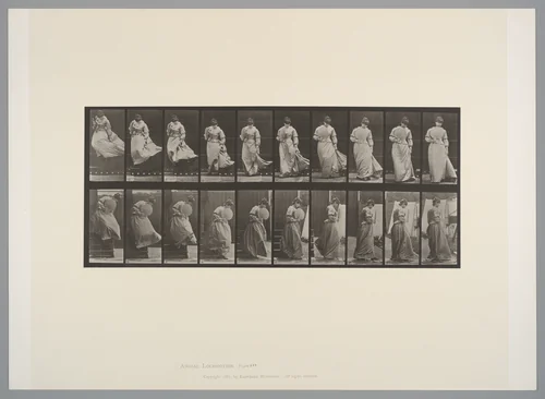 [Woman with a Fan] by Eadweard Muybridge, photograph, 1883-1886
