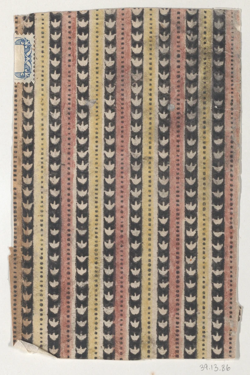 Sheet with a striped and dot pattern by anonymous, print, 1775-1875