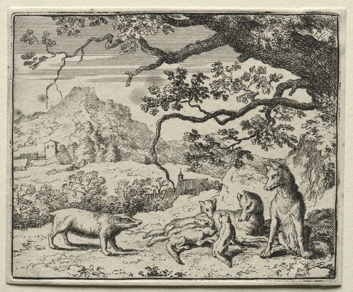 Reynard the Fox: The Badger Calls Reynard to Court by Allart van Everdingen, print, 1650-1675