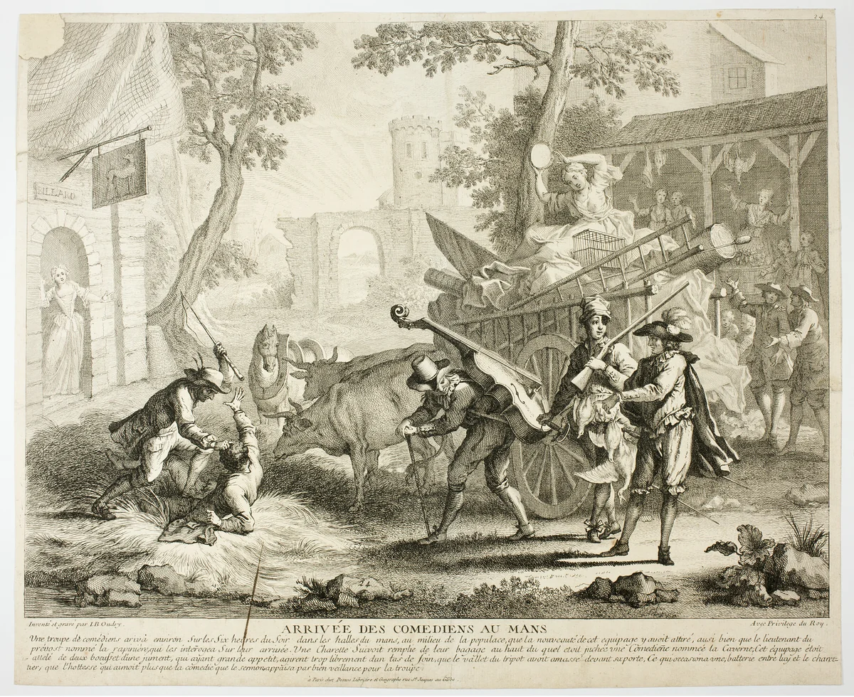 Arrival of the Comedians by Jean-Baptiste Oudry, print, 1706-1755