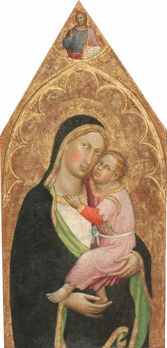 Madonna and Child, with the Blessing Christ [middle panel] by Martino di Bartolomeo, painting, 1415-1420