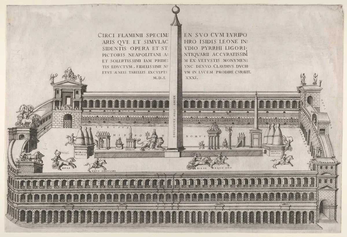Circus Flaminius in Rome, from "Speculum Romanae Magnificentiae" by anonymous, print, 1581