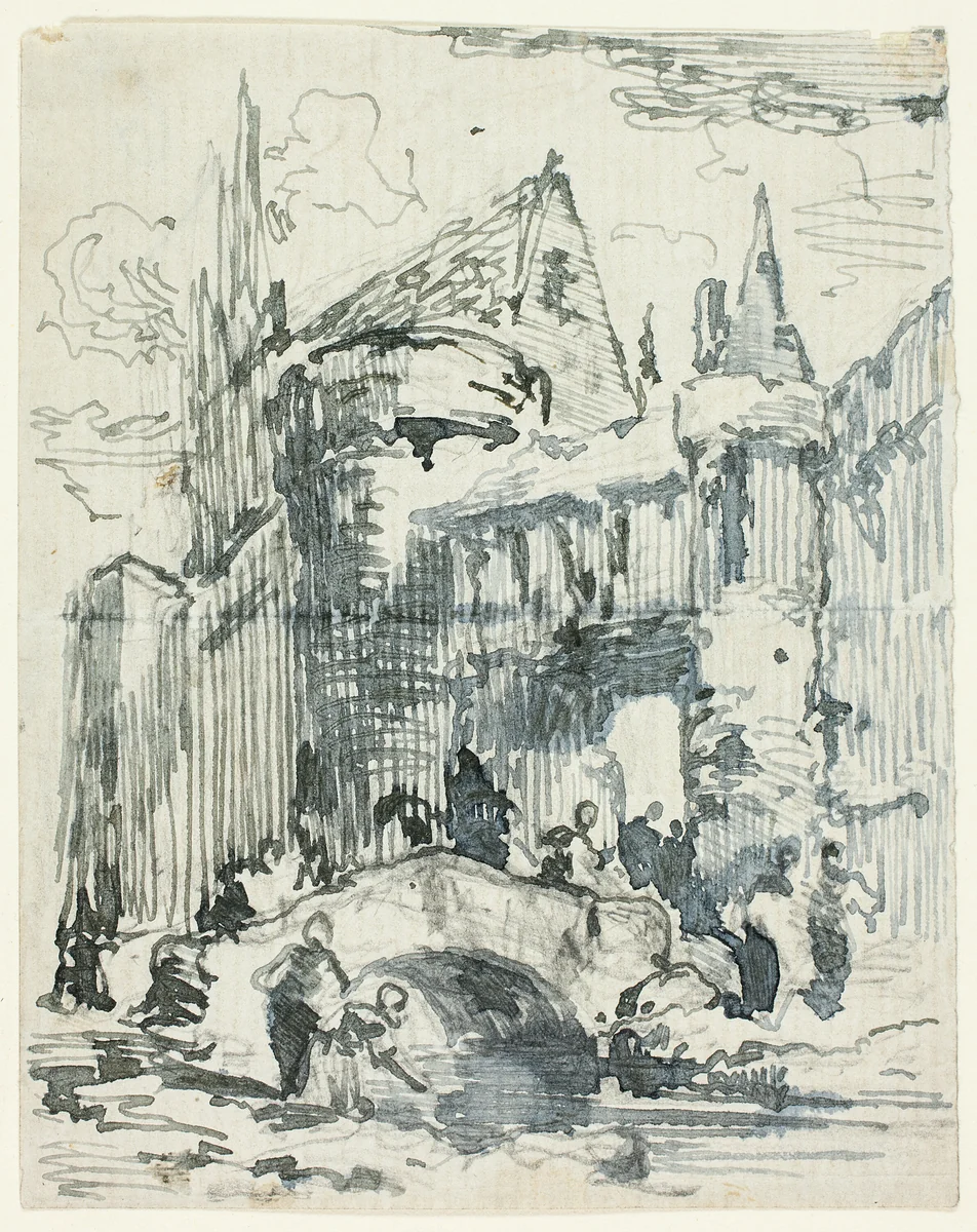 Town Bridge and Portal by William Leighton Leitch, drawing, 1820-1839