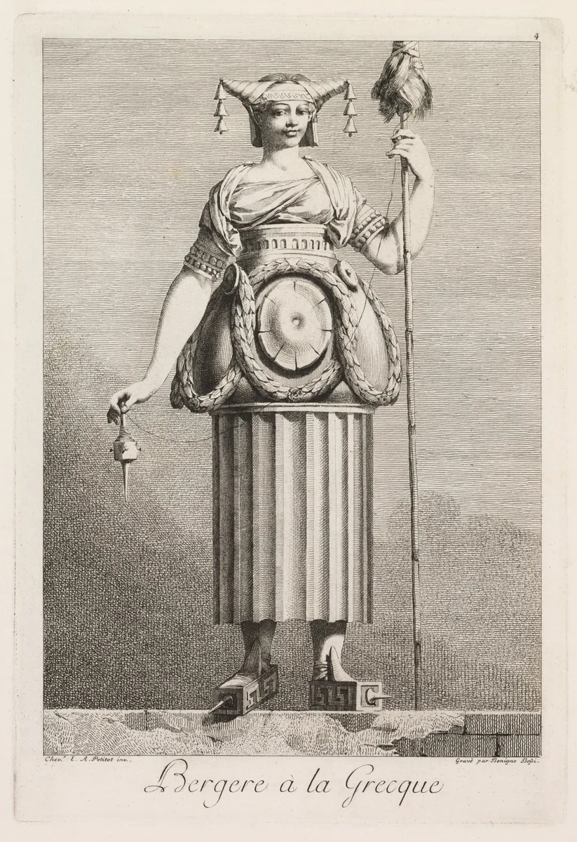 Shepherdess in the Greek Style, Plate 4 by Benigno Bossi, print, 1771