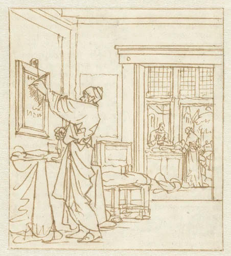 De schrijflei by Jan Luyken, drawing, 1709-1711
