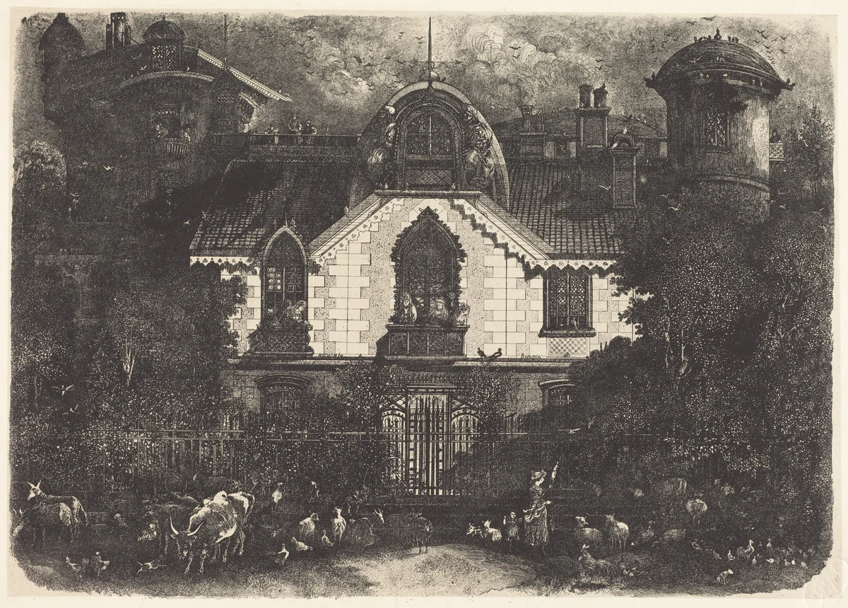 The Haunted House by Rodolphe Bresdin, print, 1871