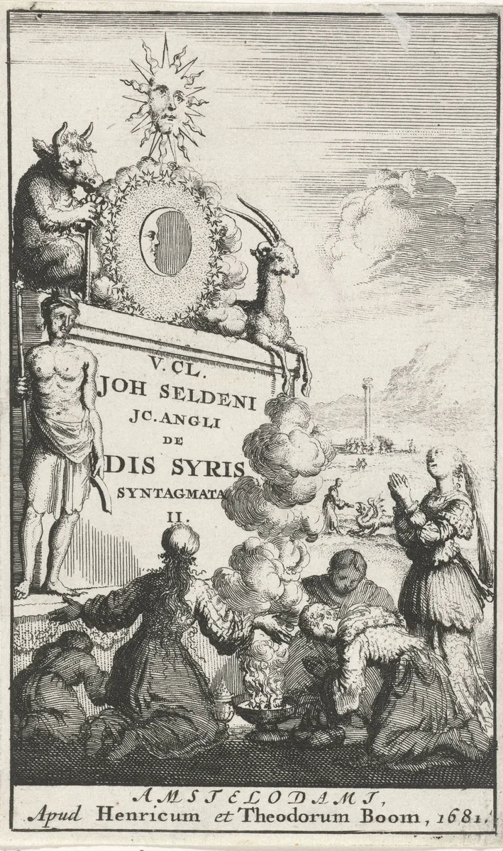 Vijf vrouwen geknield voor een rokende offerschaal by Jan Luyken, print, 1680