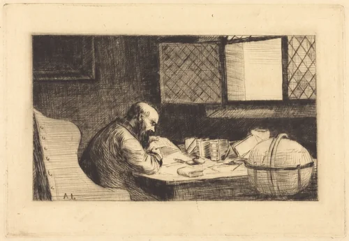 Geographer (Le geographe) by Alphonse Legros, print, 1837-1911