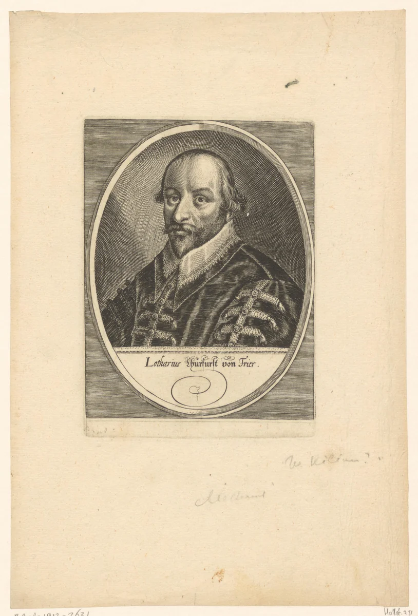 Portret van Lothar van Metternich by Wolfgang Kilian, print, 1591-1662