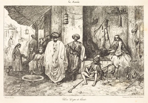 Un Corps de Garde by Alexandre-Gabriel Decamps, print, 1803-1860