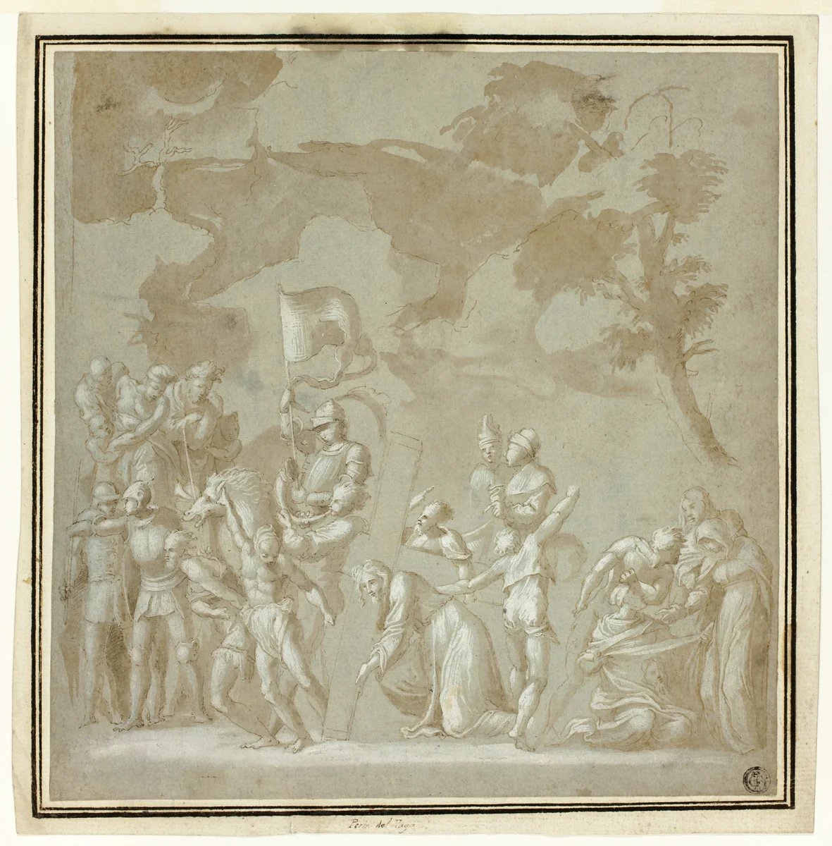 Calvary by Pedro Machuca, drawing, 1515-1550