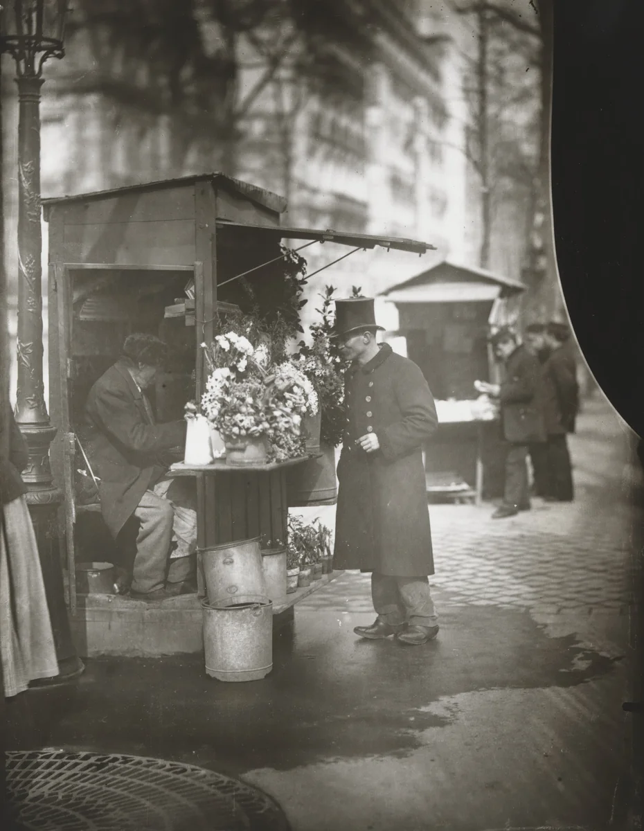 Flower Stand by Eugène Atget, photograph, 1871