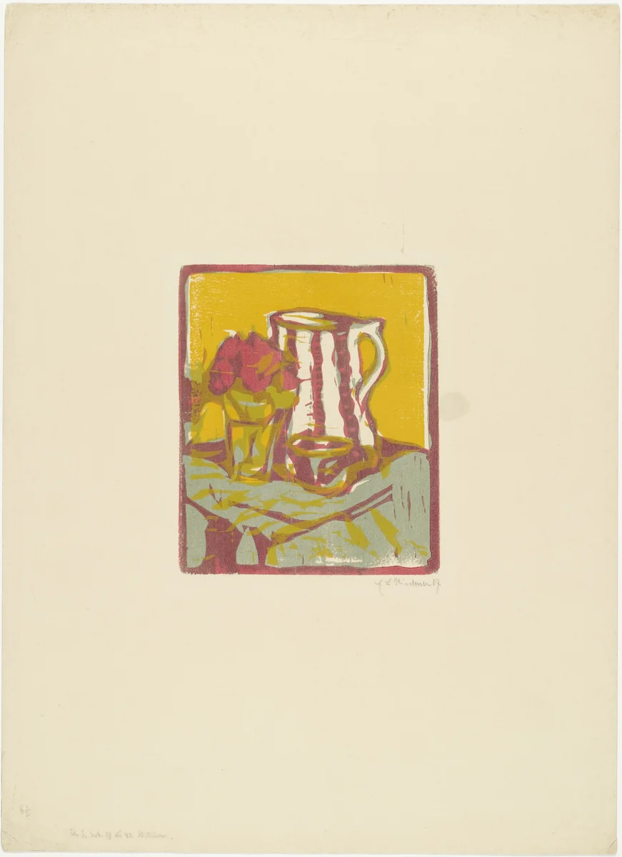 Still Life (Stilleben) from the portfolio Brücke 1908 by Ernst Ludwig Kirchner, print, 1907