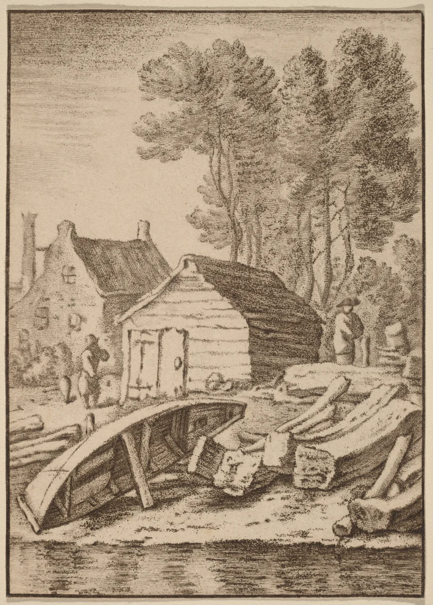 Shipyard by Cornelis Ploos van Amstel; Herman Saftleven, print, 1761-1765