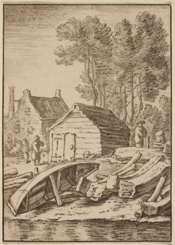 Shipyard by Cornelis Ploos van Amstel; Herman Saftleven, print, 1761-1765