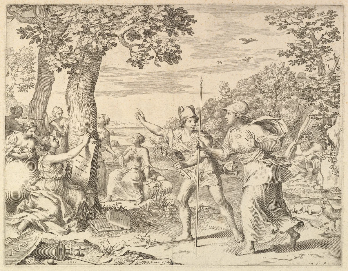 Allegory on Good Government in France by Claude Mellan, print, 1685
