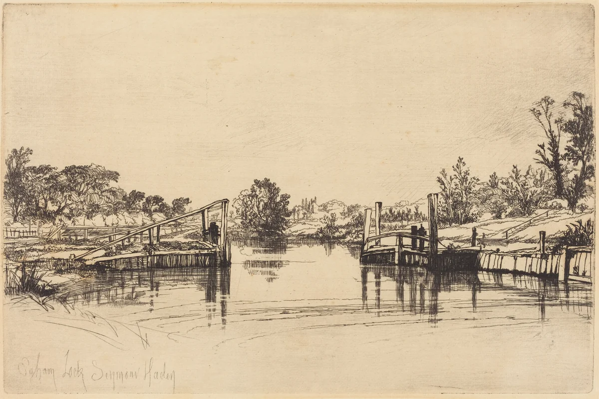 Eagham Lock by Francis Seymour-Haden, print, 1859