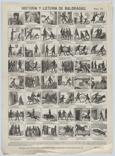 Game of the lottery of the man weak in character (Baldragas) by Antonio Bosch, print, 1855-1865