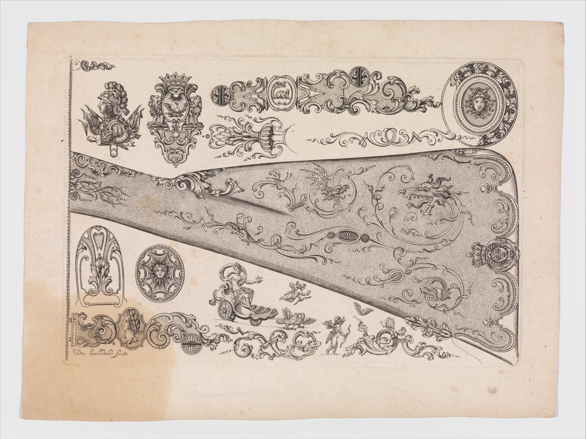 Plate seven from Nouveavx Desseins D'Arquebvseries by De Lacollombe, other, 1680-1755