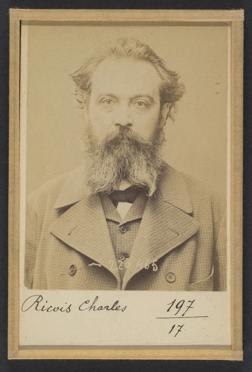 Ricois. Charles-Victor. 48 ans, né le 21/3/46 à Orléans. Employé au Journal Officiel. Anarchiste. 2/7/94. by Alphonse Bertillon, photograph, 1894