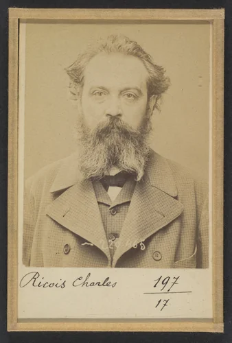 Ricois. Charles-Victor. 48 ans, né le 21/3/46 à Orléans. Employé au Journal Officiel. Anarchiste. 2/7/94. by Alphonse Bertillon, photograph, 1894