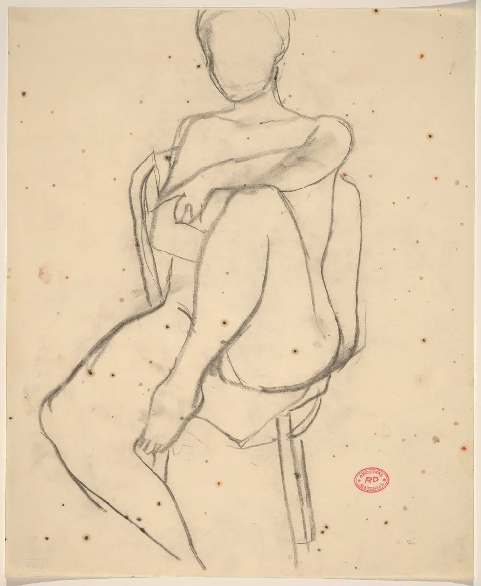Untitled [seated female nude with left arm resting on knee] by Richard Diebenkorn, drawing, 1955-1967