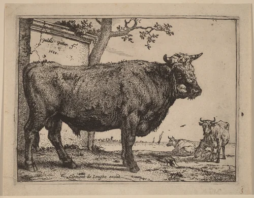 Bull by Paulus Potter, print, 1650