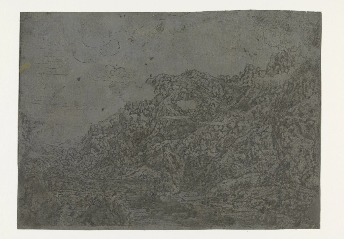 Rocky Landscape with Low Clouds by Hercules Segers, print, 1625-1630