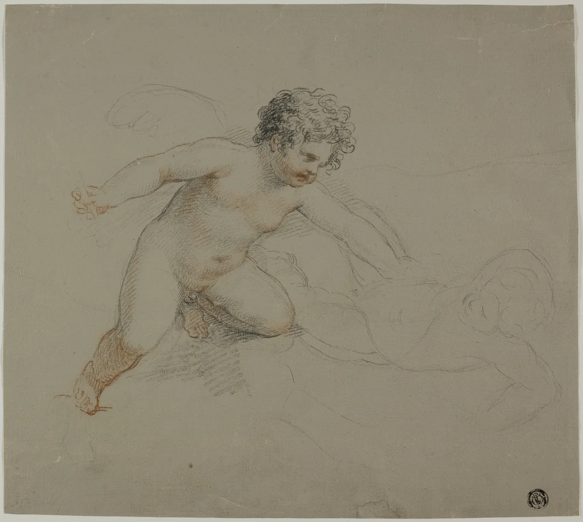 Two Putti Fighting by Giovanni Battista Cipriani, drawing, 1747-1785