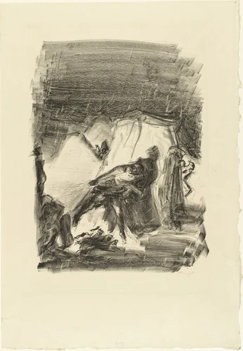 The Disturbed Camp (Das aufgestörte Lager) from the supplementary suite accompanying the illustrated book Lederstrumpf-Erzählungen (The Leatherstocking Tales) by Max Slevogt, print, 1908