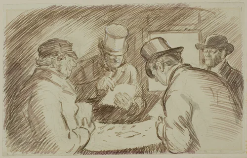 A Game of Cards by Charles Samuel Keene, drawing, 1870-1891