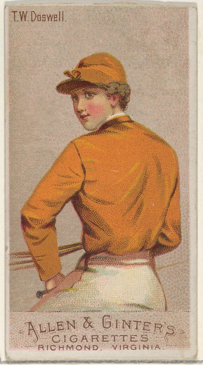 T.W. Doswell, from the Racing Colors of the World series (N22a) for Allen & Ginter Cigarettes by Allen & Ginter, print, 1888