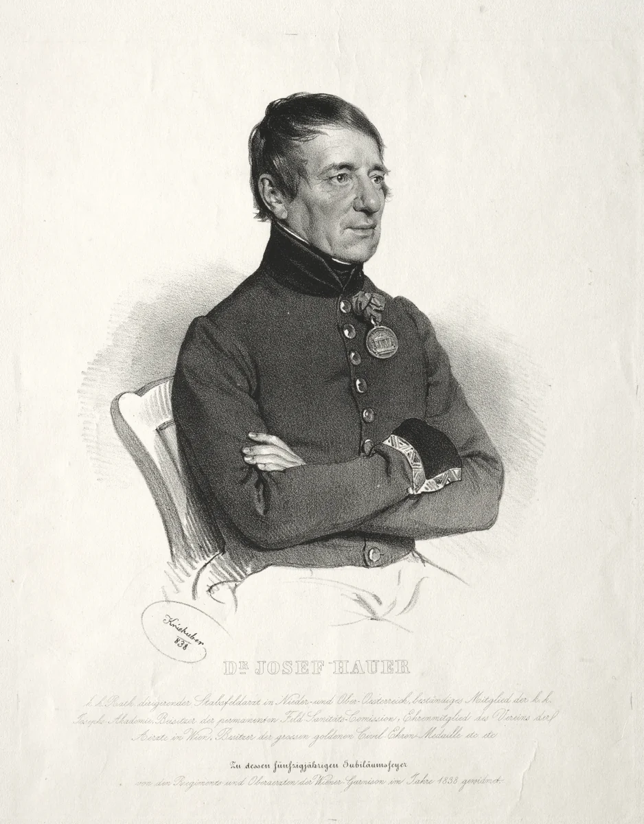Portrait of Dr. Jospeh Hauer by Josef Kriehuber, print, 1838