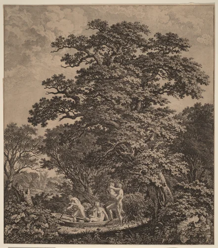 Landscape with Nudes Boarding a Boat by Carl Wilhelm Kolbe, print, 1799