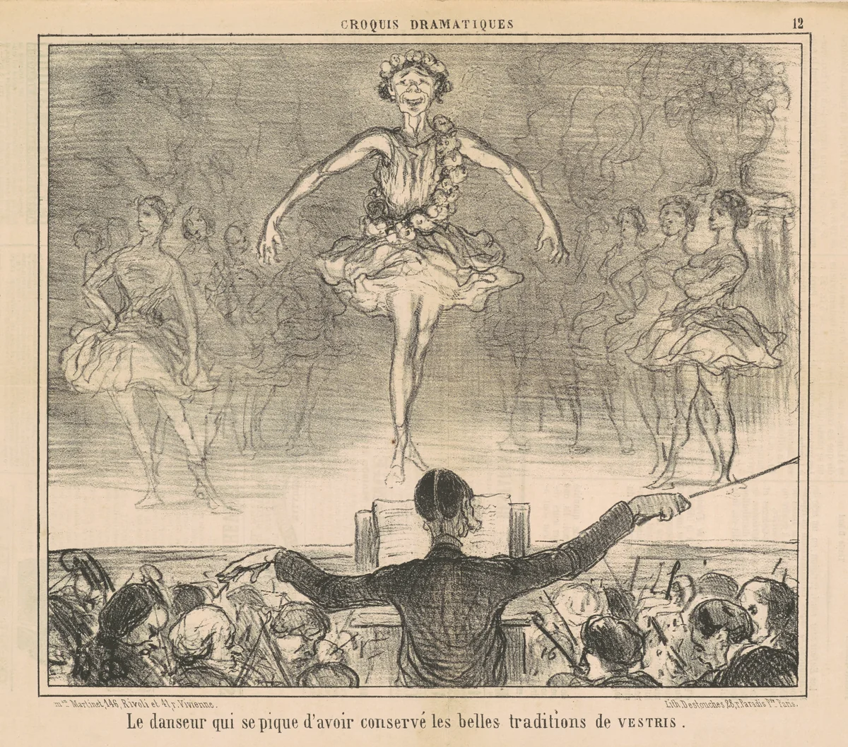 La danseur qui se pique d'avoir conservé ... by Honoré Daumier, print, 1857