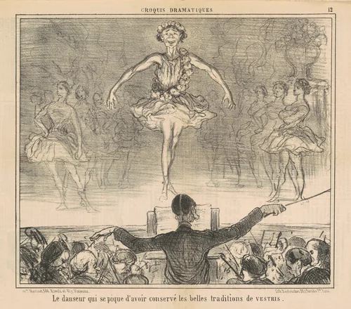 La danseur qui se pique d'avoir conservé ... by Honoré Daumier, print, 1857