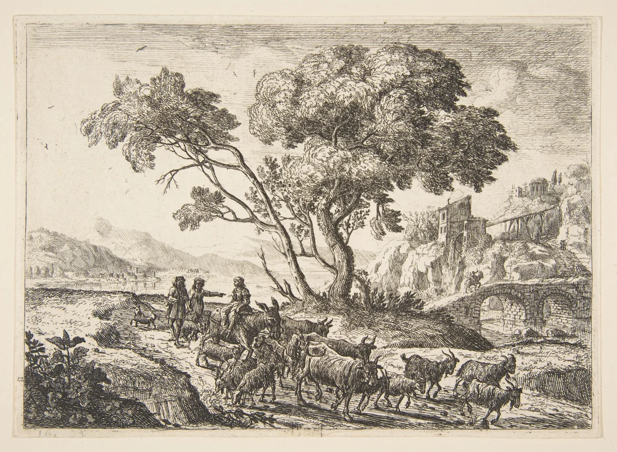Departure for the Fields by Claude Lorrain, print, 1633-1646