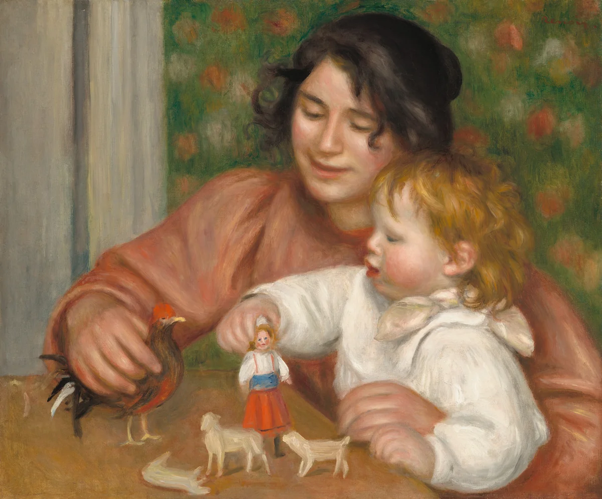 Child with Toys - Gabrielle and the Artist's Son, Jean by Auguste Renoir, painting, 1895-1896