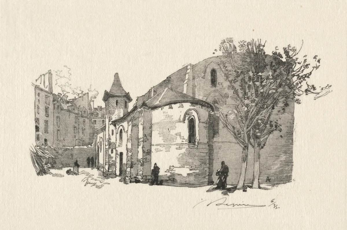 St. Julien le Vauvre, Vue extérieur by Auguste Louis Lepère, print, 1870-1918