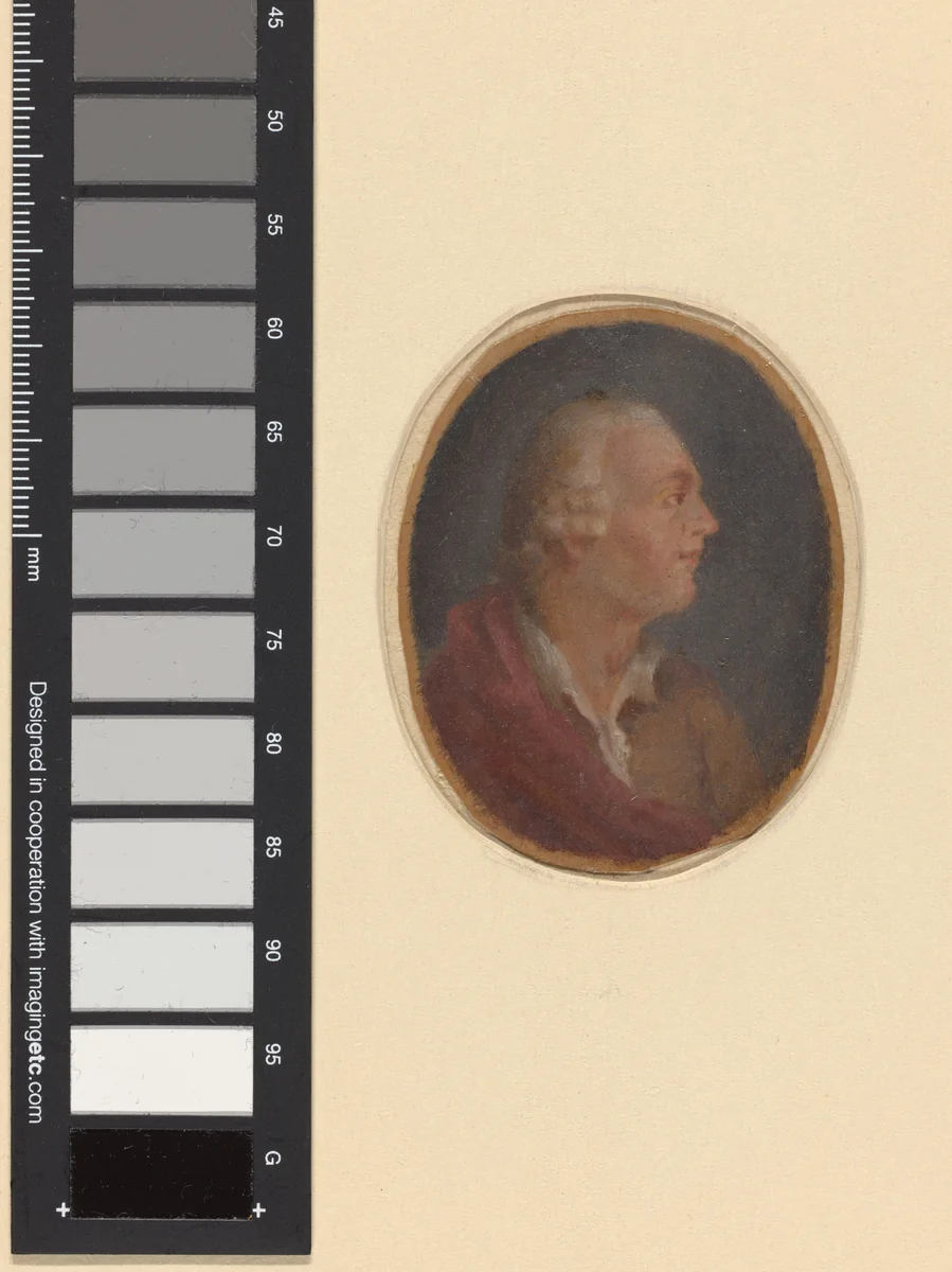 Portret van een man met pruik en rode mantel in profiel naar rechts, vermoedelijk Hendrik Karel Nicolaas van der Noot by anonymous, drawing, 1790