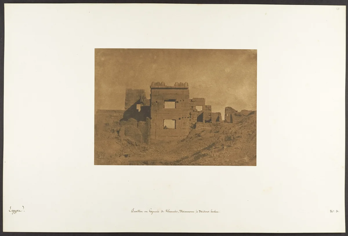 Pavillon ou Gynecée de Rhamsès-Meiamoun, à Médinet-habou by Maxime Du Camp, photograph, 1849-1850