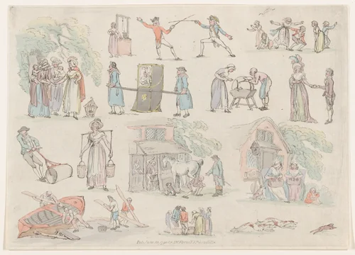 Plate 8, Outlines of Figures, Landscapes and Cattle...for the Use of Learners by Thomas Rowlandson, print, 1790