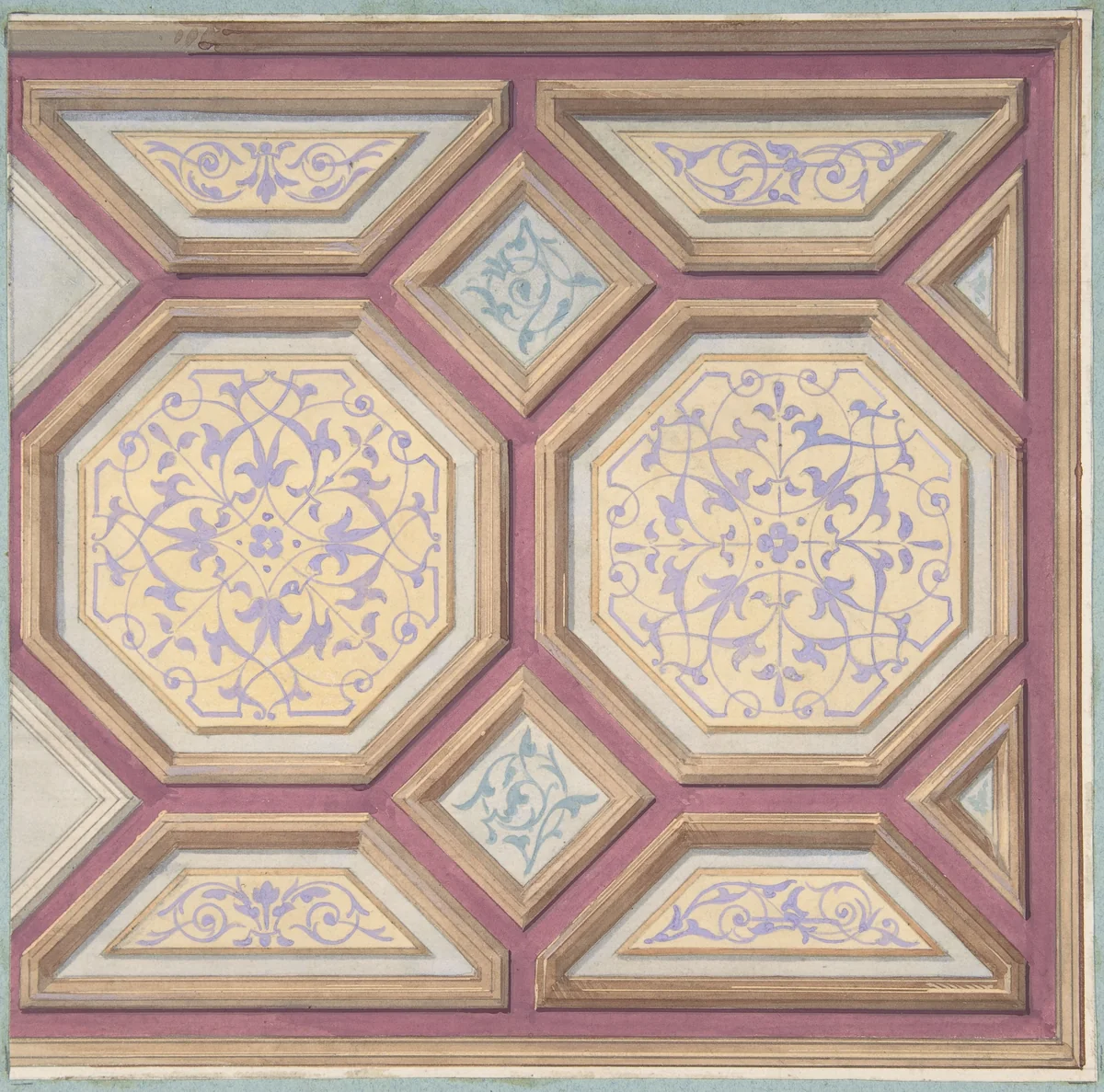 Design for Ceiling, Château de Cangé by Jules-Edmond-Charles Lachaise, drawing, 1850-1900