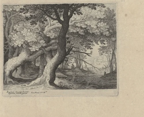 Boslandschap met meertje by Aegidius Sadeler, print, 1597-1629